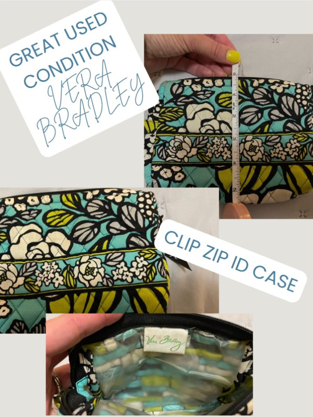 Vera Bradley Clip Zip ID Case (retired) Island Blooms